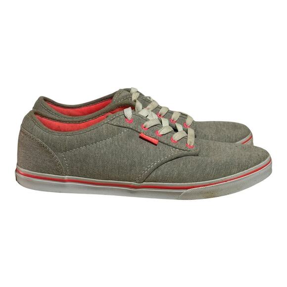 Vans Shoes - Vans Atwood Low Gray Canvas Sneakers Women's Size 10 Neon Pink Accent Skate Shoe